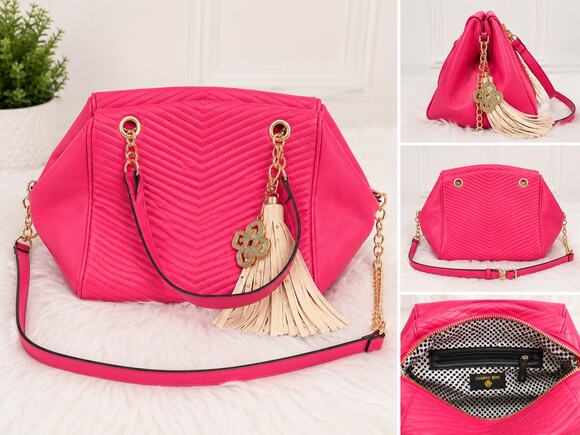Gianni Bini Handbags - NWOT Gianni Bini Hot Pink Quilted Crossbody Handbag Tassel Gold Chain Purse